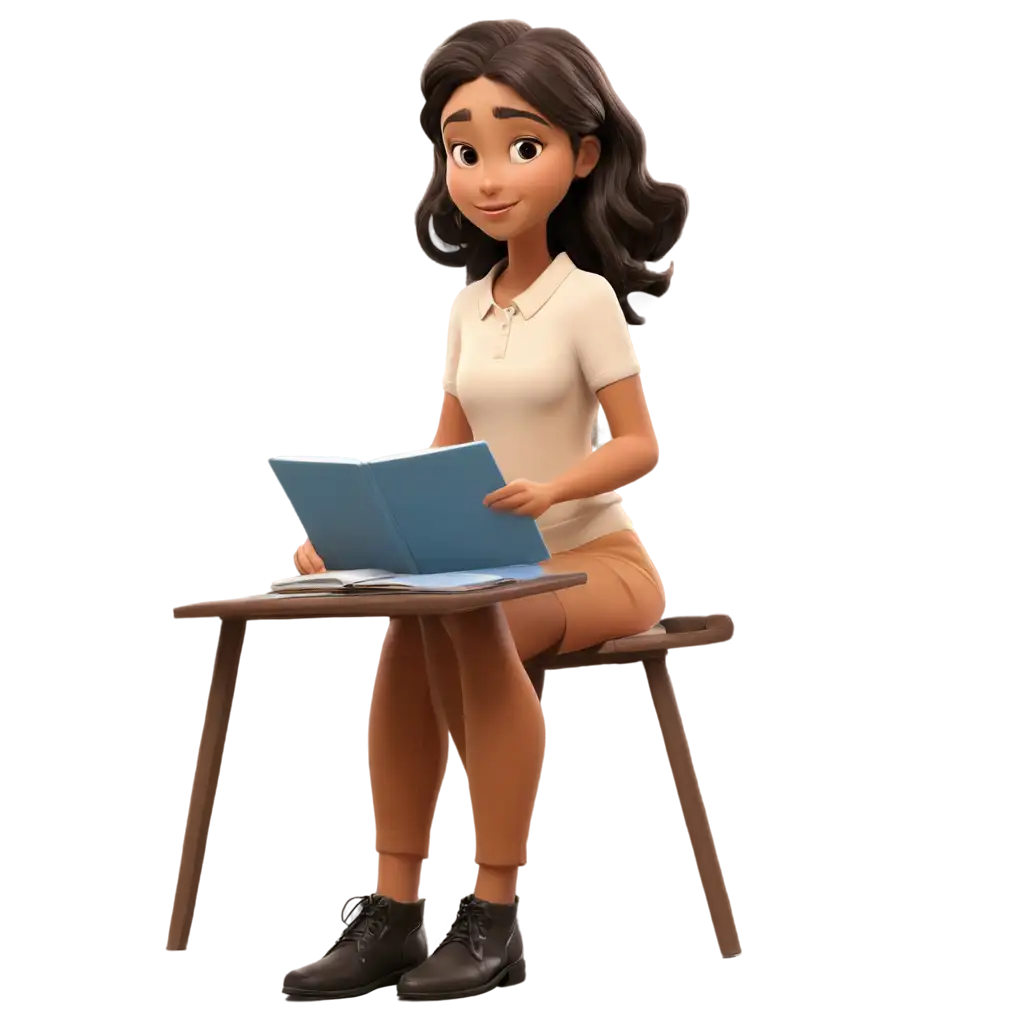 Animated-College-Age-Girl-PNG-Studying-at-Her-Desk