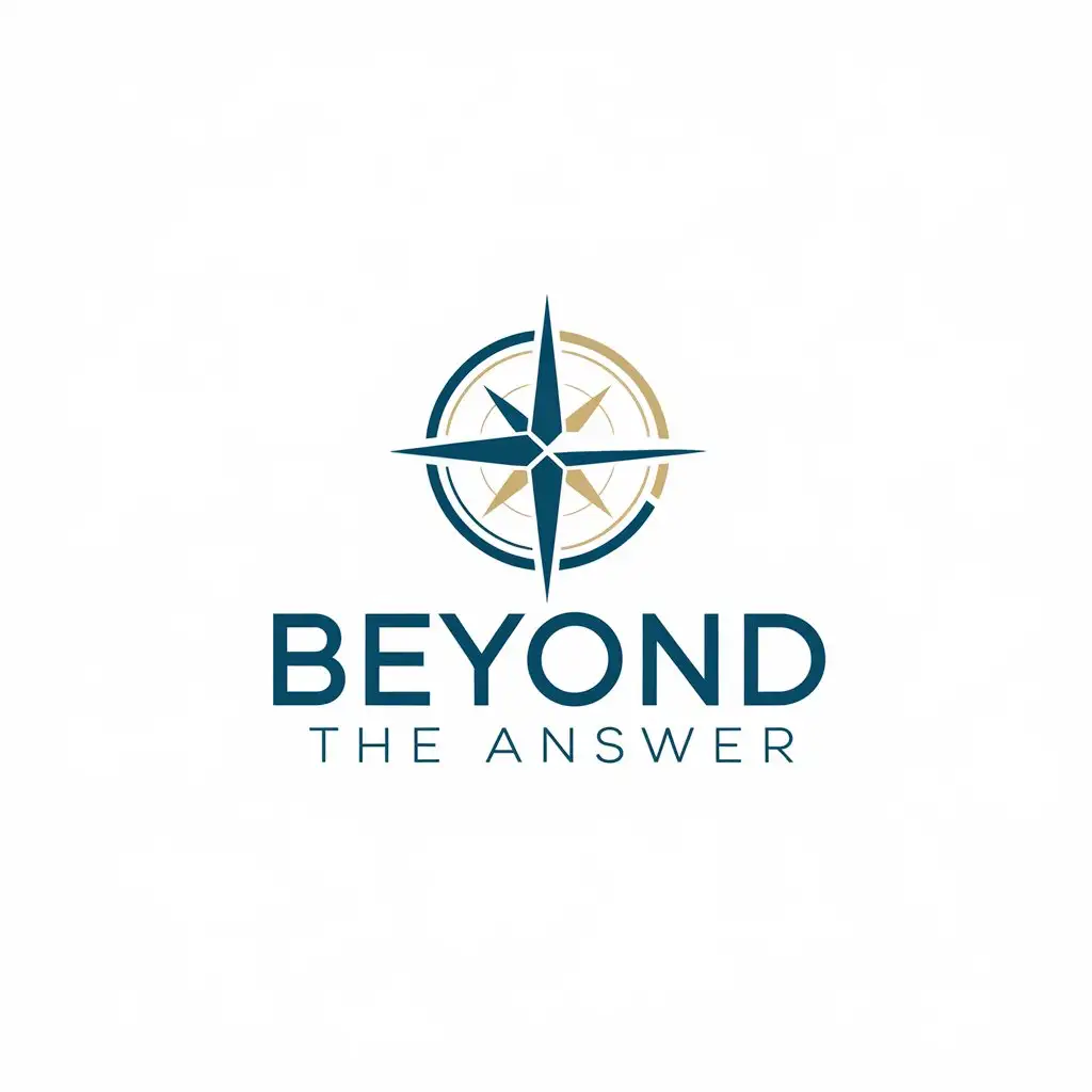 LOGO Design for Beyond the Answer Modern Minimalist with Abstract Arrow Compass Blue Gold Theme