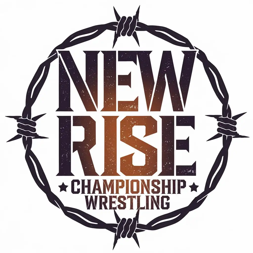 LOGO Design for New Rise Championship Wrestling Circular Scratch Letters with Barbed Wire in Rough Style