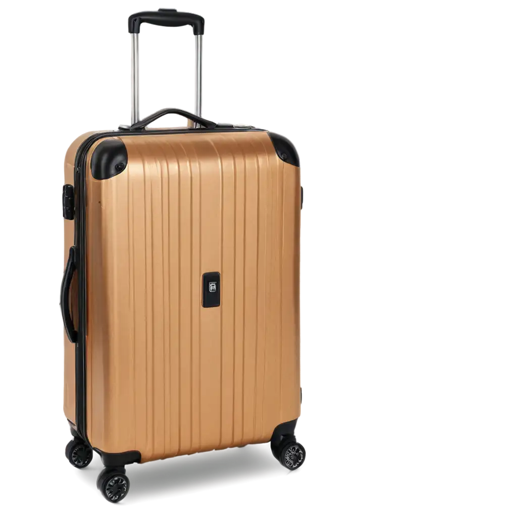 golden color modern suitcase trolley titled on one side