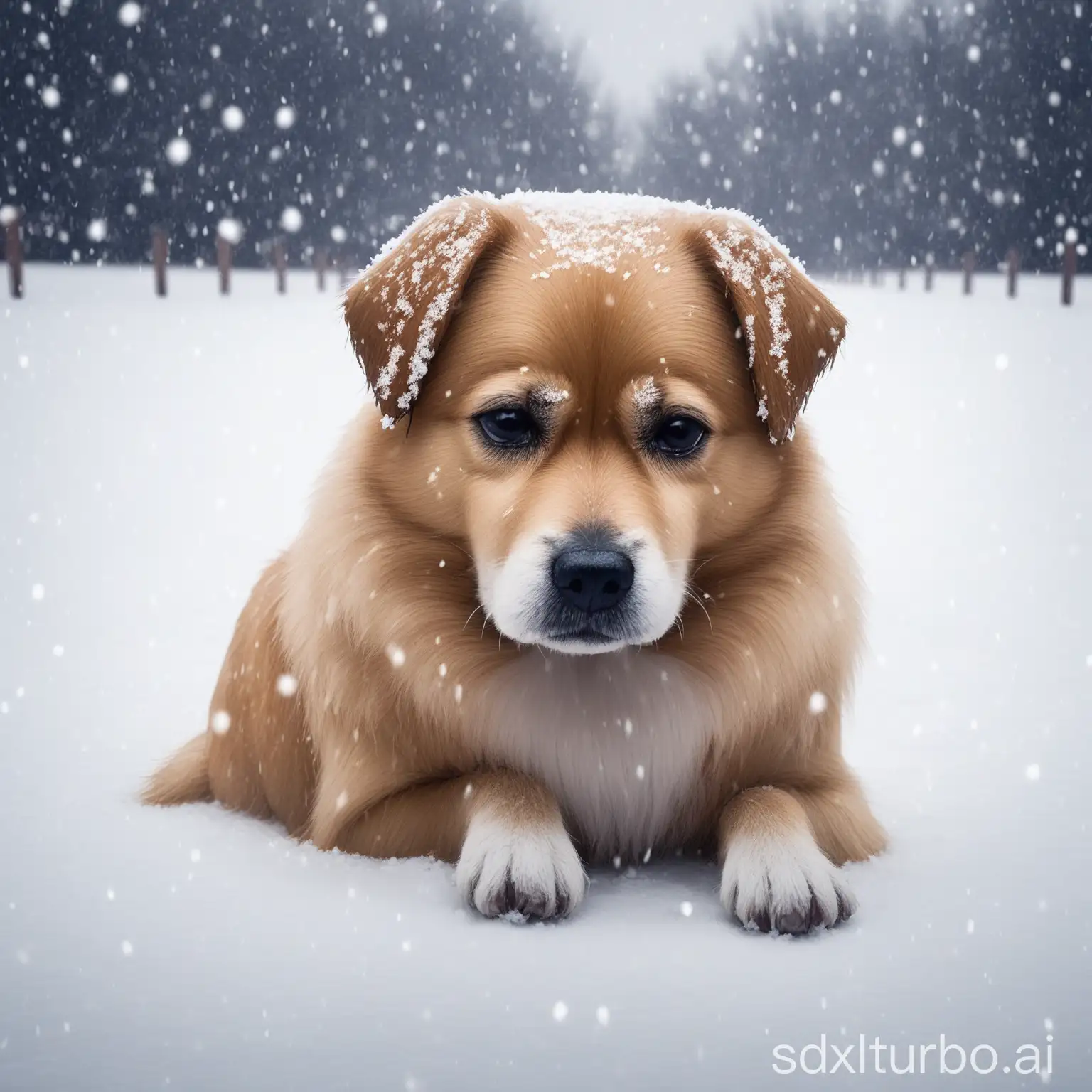 Lonely-Sad-Dog-in-the-Snow-Landscape