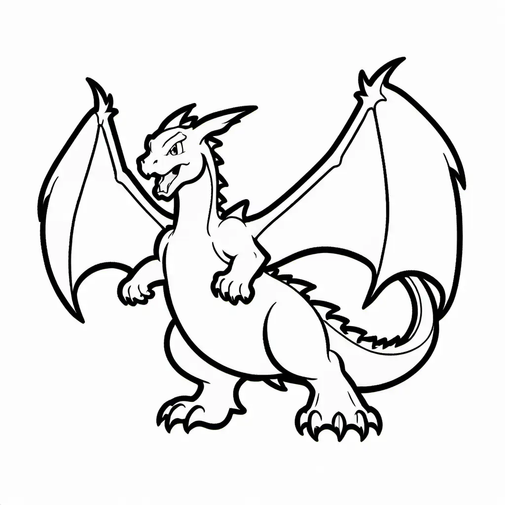 Coloring-Page-of-Charizard-Black-and-White-Line-Art-for-Kids