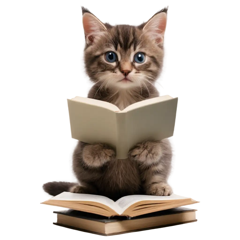 Kitten-Reading-a-Book-PNG-Image-for-Creative-Projects-and-Educational-Content