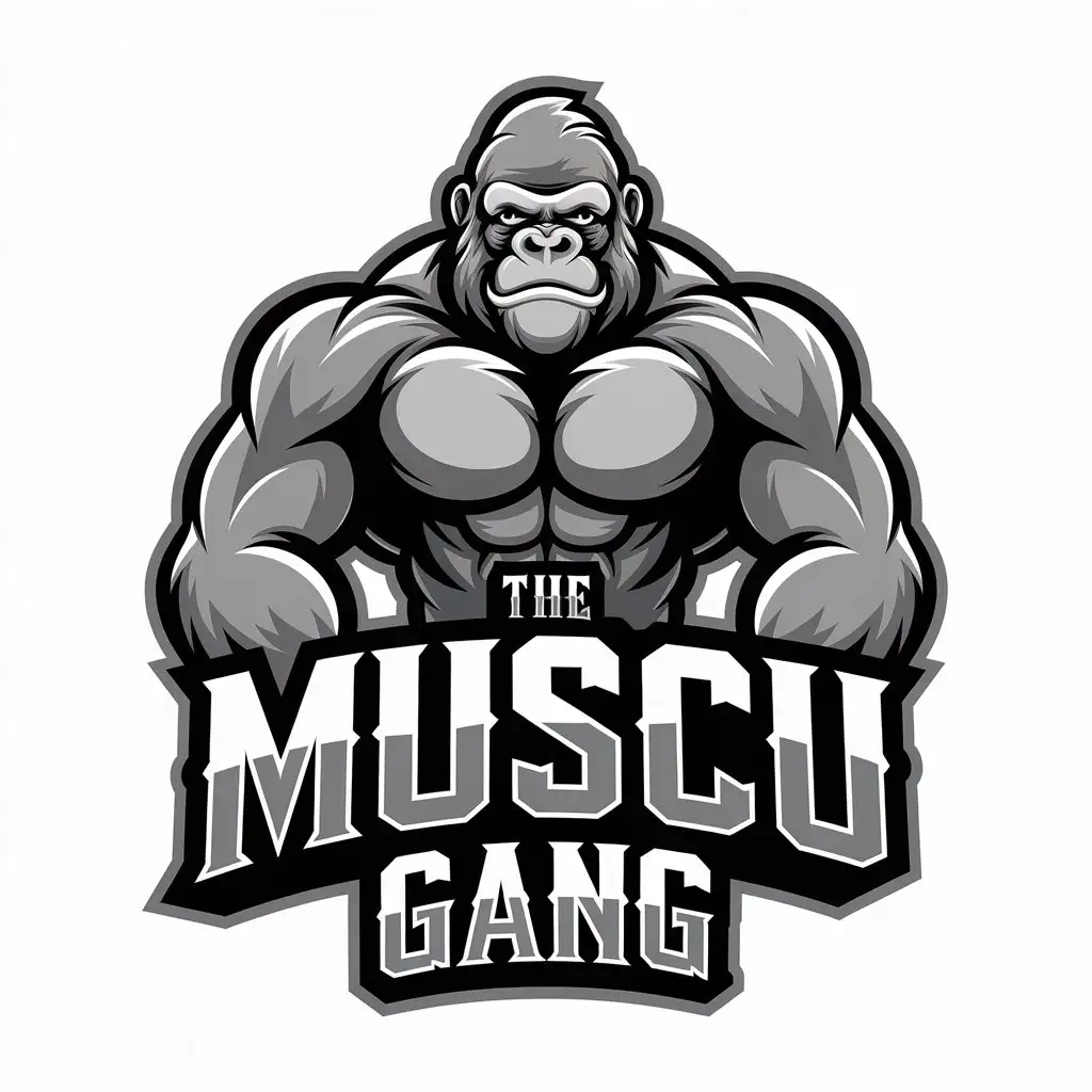 LOGO-Design-for-THE-MUSCU-GANG-Muscular-Gorilla-Theme-on-Clear-Background