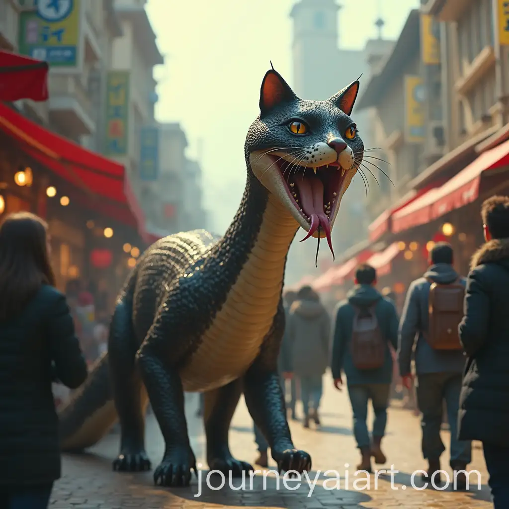 Giant-CatHeaded-Snake-Terrorizes-Market-People-in-Fear