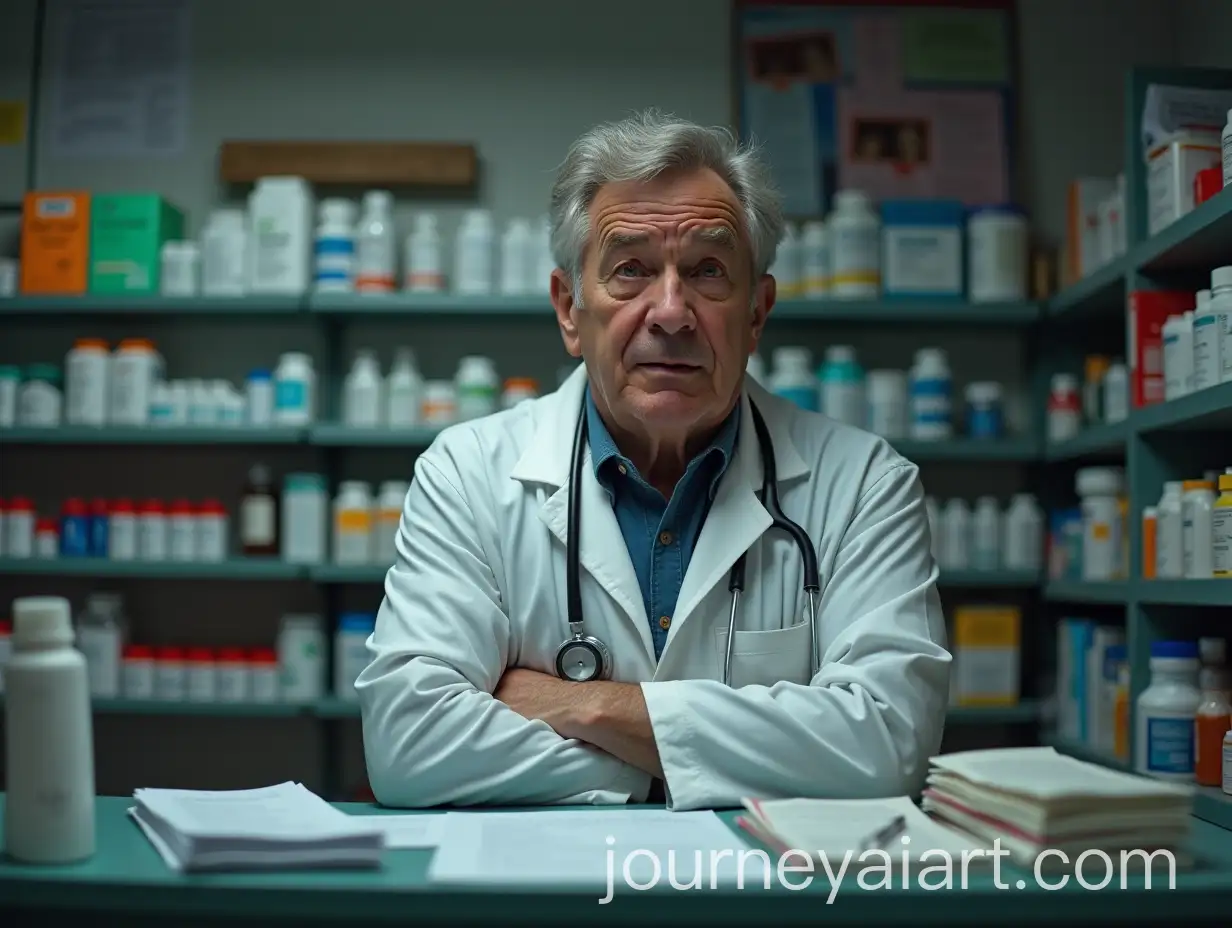 Struggling-Pharmacist-in-Cluttered-Pharmacy-with-Frustration-and-Determination