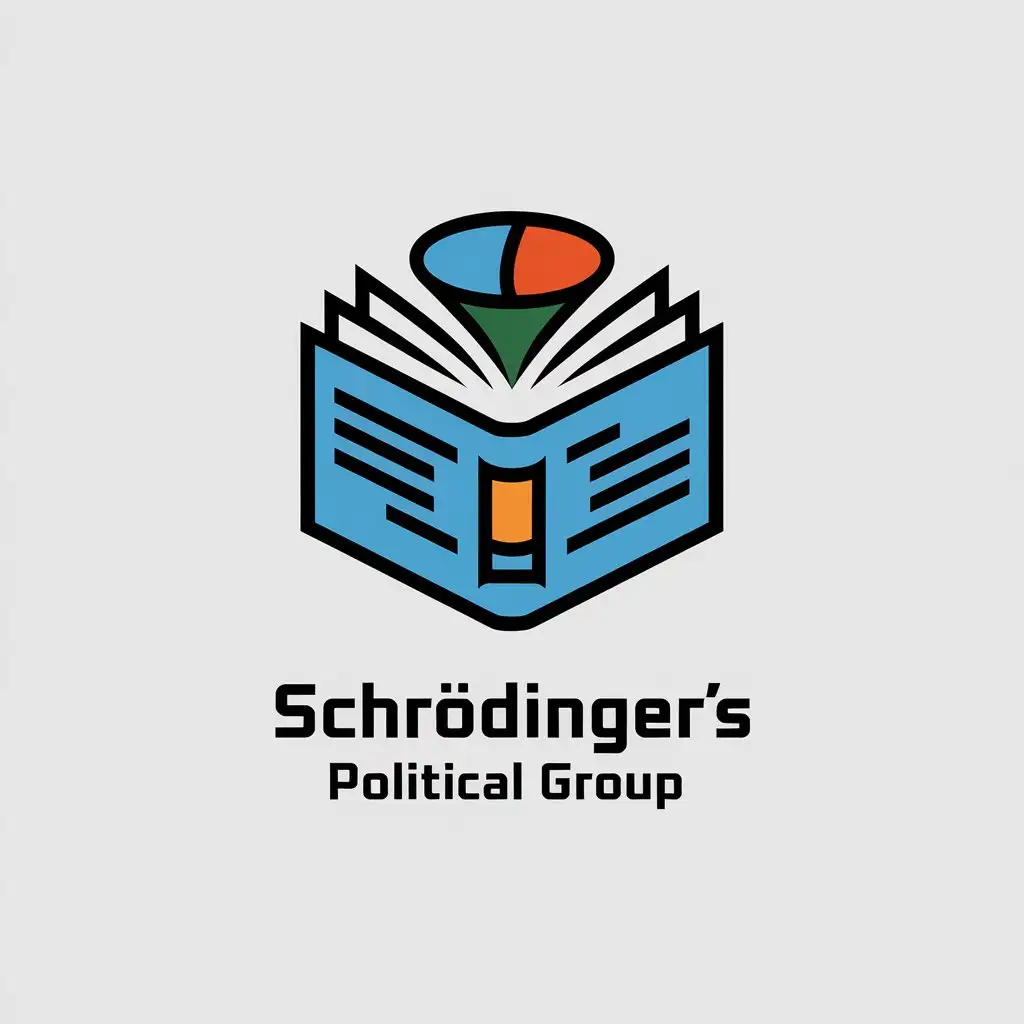 a vector logo design,with the text "Schrödinger's political group", main symbol:book,Moderate,clear background