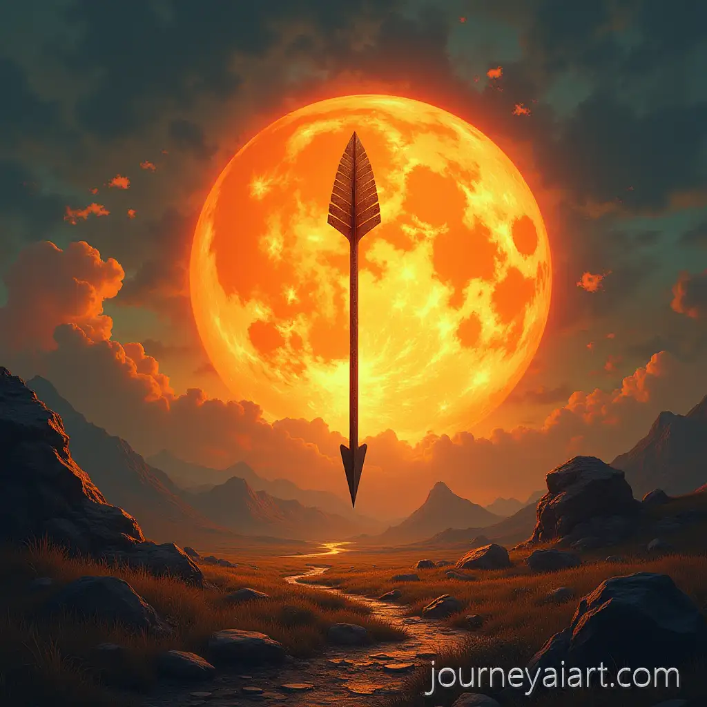 Sun-and-Arrow-Aiming-Toward-Distant-Target