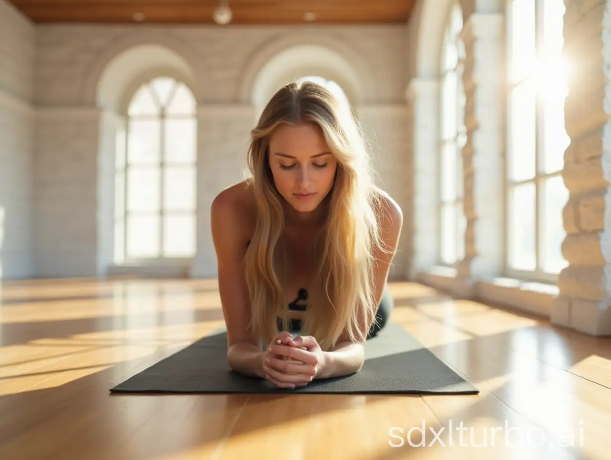 Nordic-Yogi-Practicing-Yoga-in-Sunlit-Studio-with-Polished-Wood-Floors