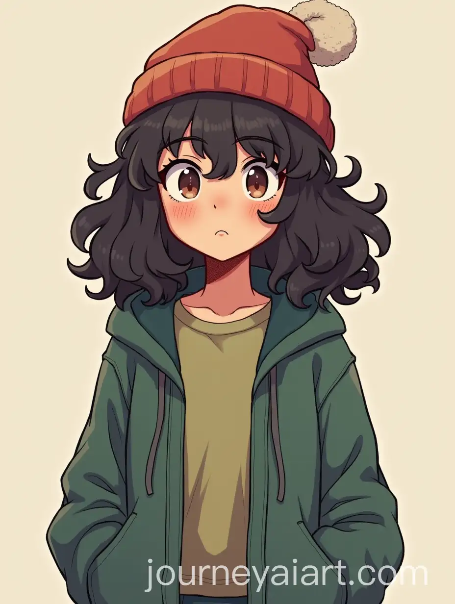 Full-Length-Character-with-Curly-Hair-and-Beanie-in-Casual-Style