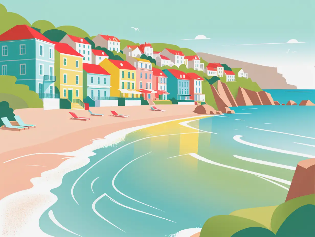 Charming-European-Beachfront-with-Colorful-Houses-in-Pastel-Shades