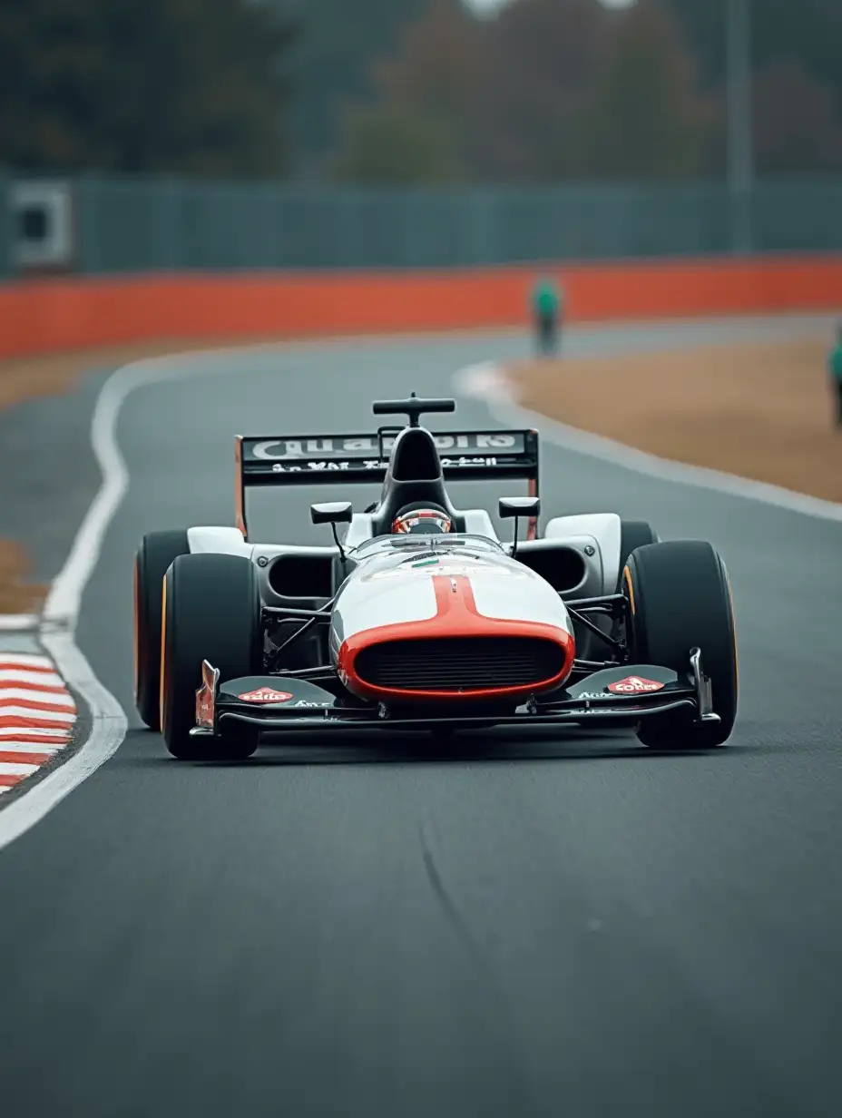 racing car, on track, in motion