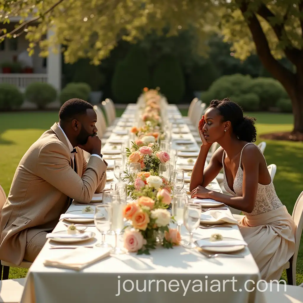 Elegant-Outdoor-Brunch-Setting-with-Dejected-Guests-in-Chic-Outfits