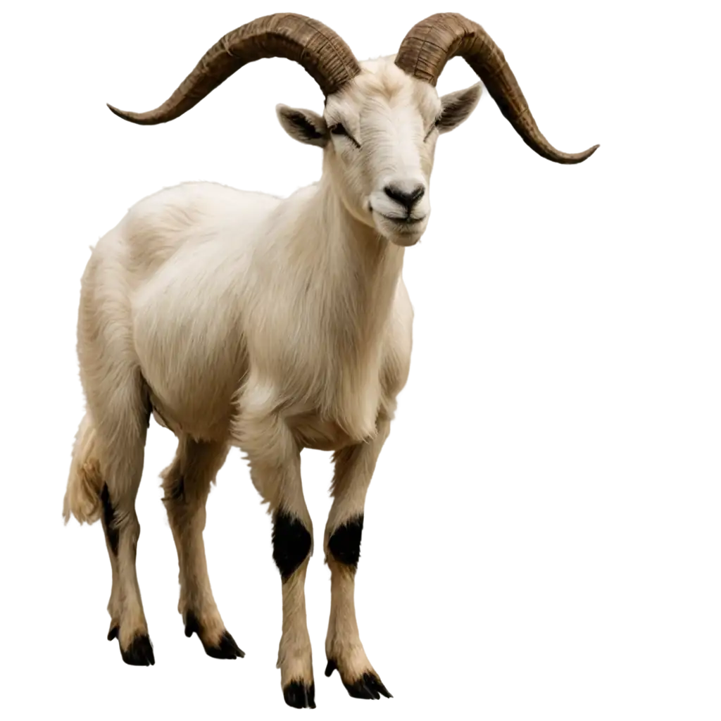 beautiful Sanen goat grazing with transparent background