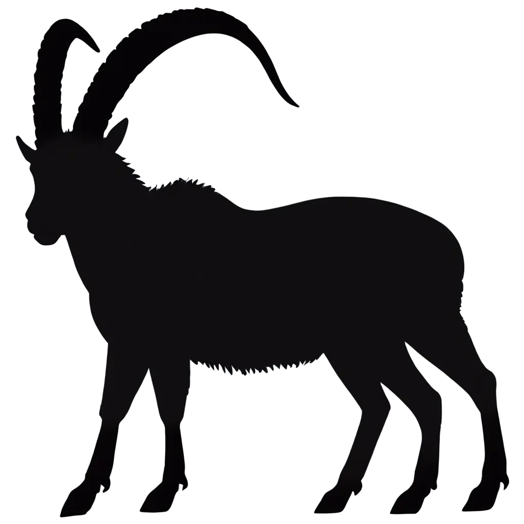 Create-a-Stunning-PNG-Image-of-a-Black-and-White-Charging-Ibex-Silhouette