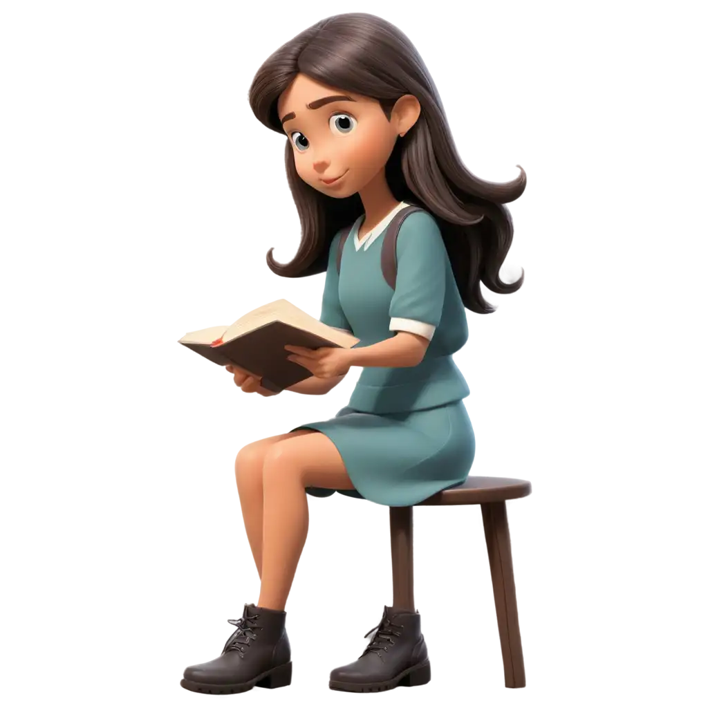 Charming-Cartoon-Girl-Reading-a-Book-PNG-for-Creative-Projects