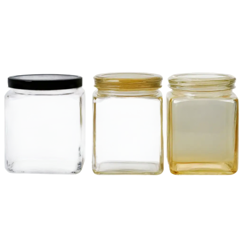 Premium-750-ml1Kg-Square-Glass-Jars-Honey-Containers-With-Black-Lids-PNG-Image