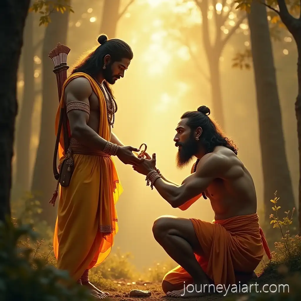 Lord-Ram-and-HanumanLord-Shri-Ram-and-Hanuman-in-Sacred-Devotion-under-Divine-Aura-in-Serene-Forest