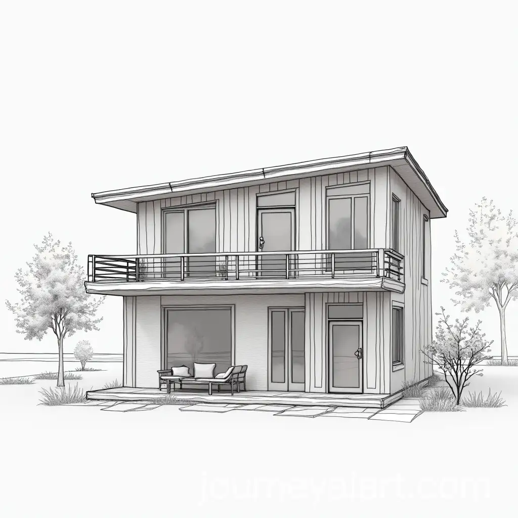 Section-Plan-and-Rendering-of-a-Story-House-in-Photoshop-Style