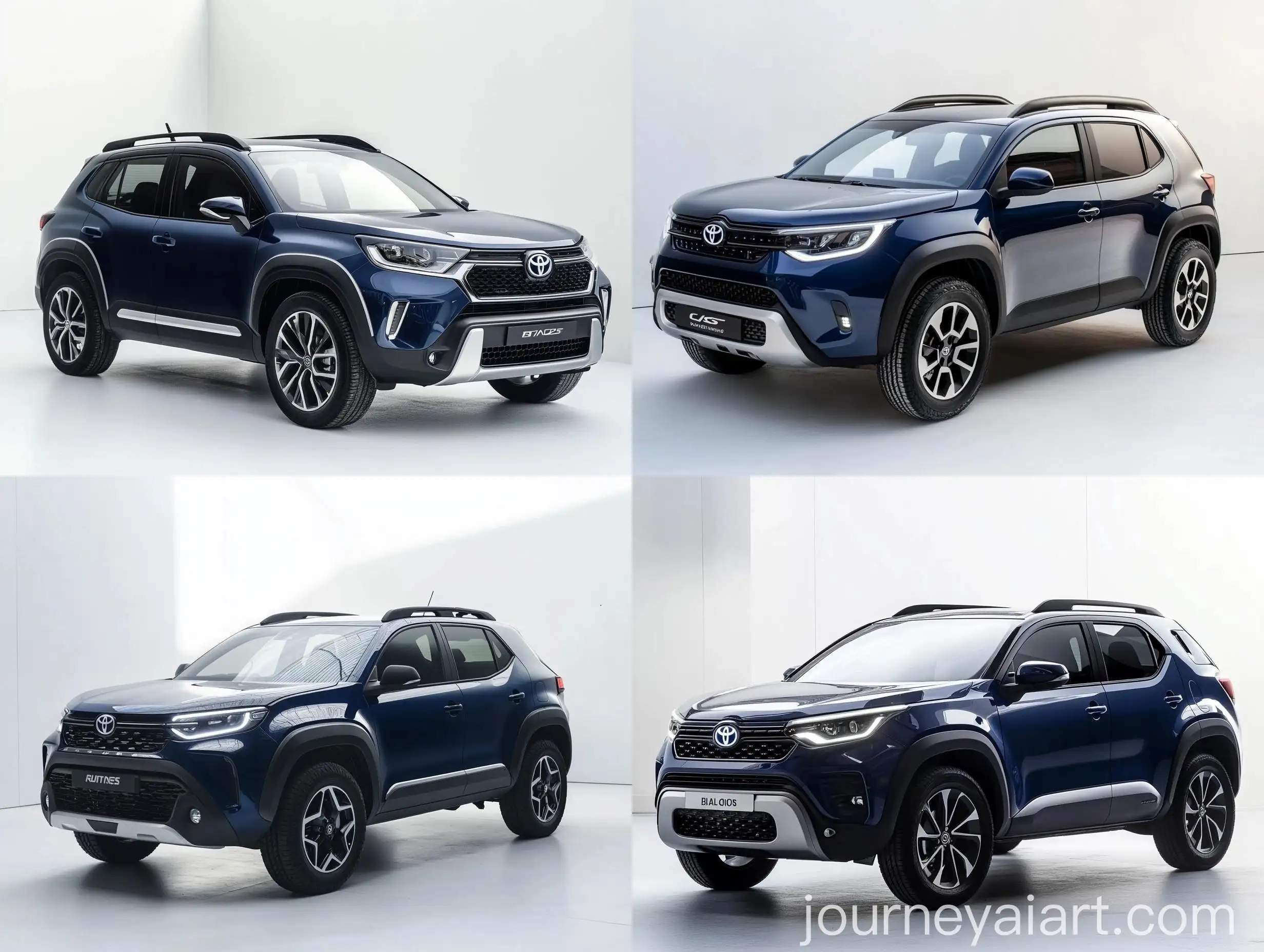 Futuristic-Navy-Blue-Toyota-Crossover-in-White-Showroom