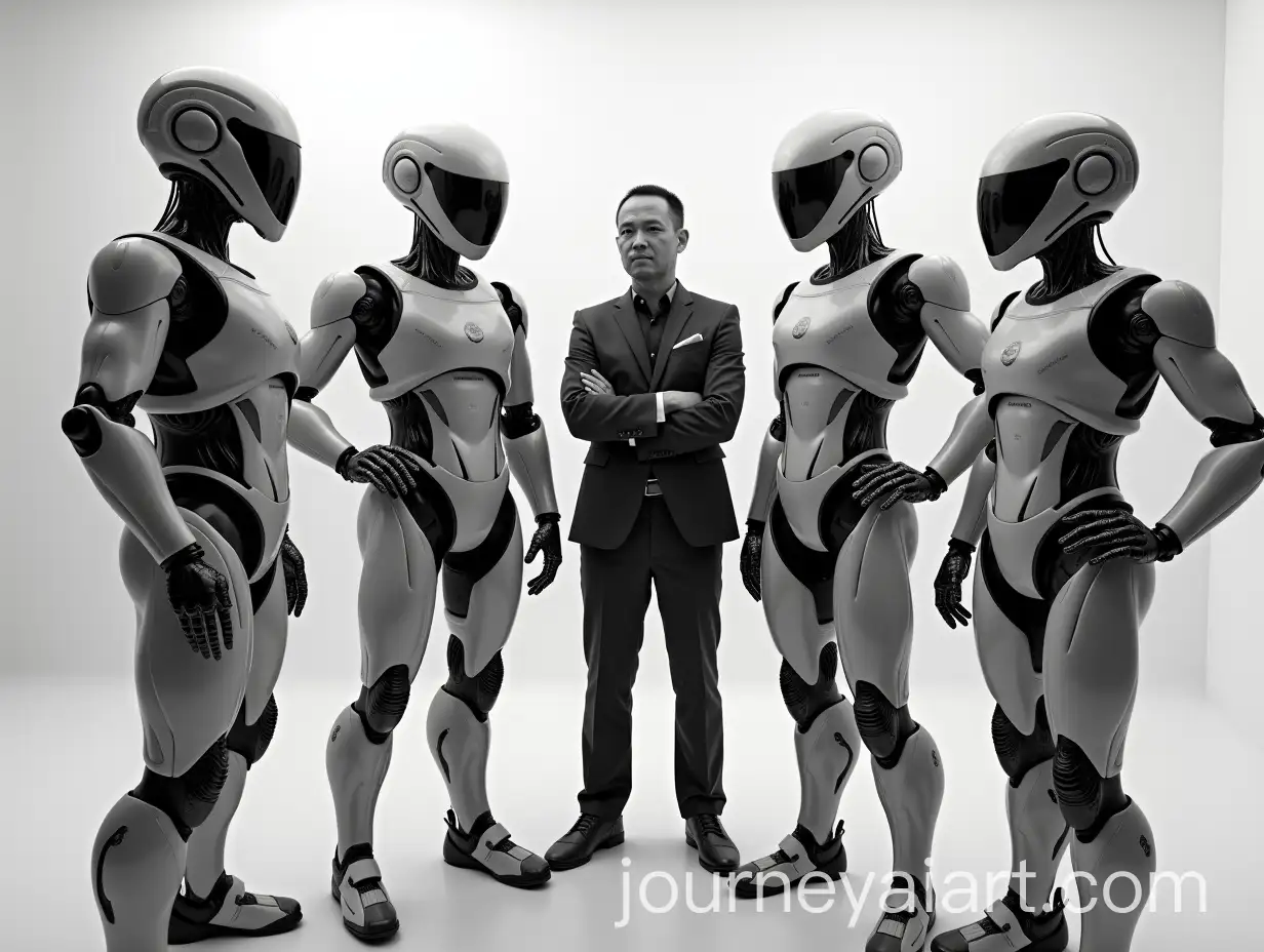 AI-Agents-and-Human-Collaboration-in-Black-and-White-Studio-Portrait