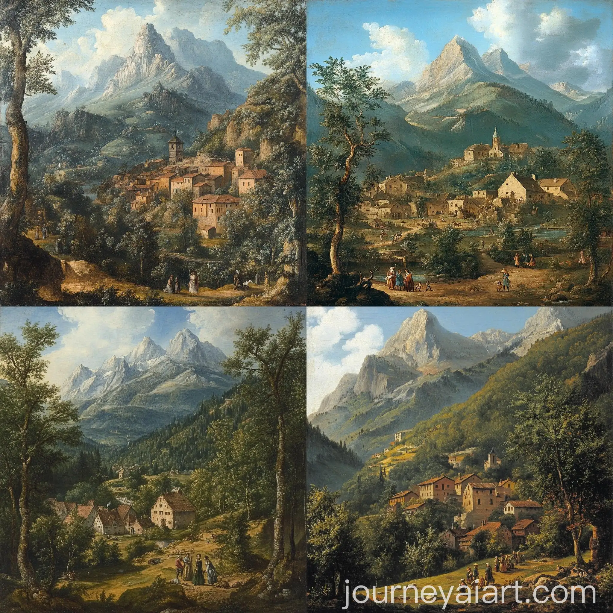 Children-Playing-in-Village-with-Mountain-Landscape