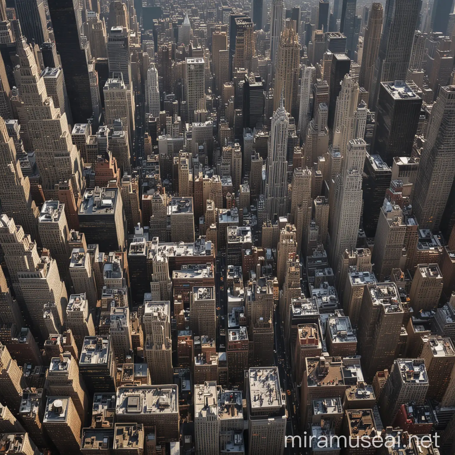 New York City Skyline View from Empire State Building at Sunset