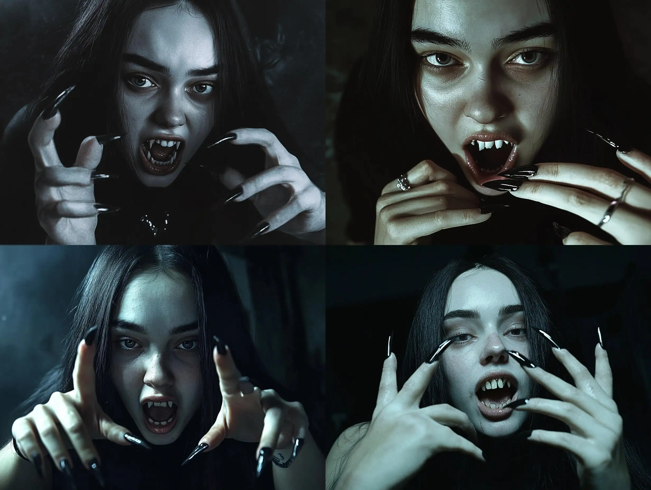 Terrifying-Vampire-Woman-with-ClawLike-Nails-in-Dark-Room