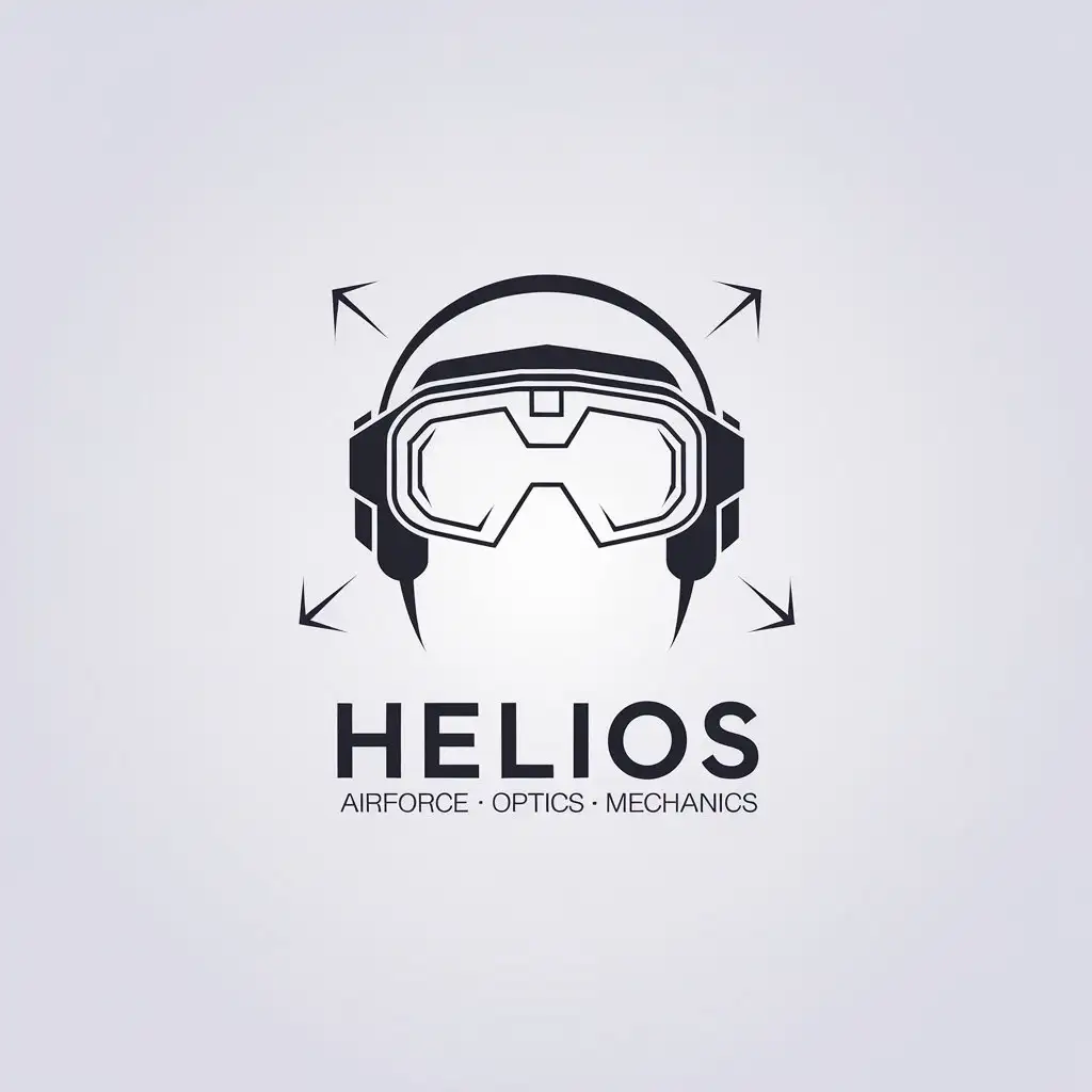 LOGO Design for Helios Head Mount Display Unit with Airforce Optics and Mechanics Theme in Minimalistic Style