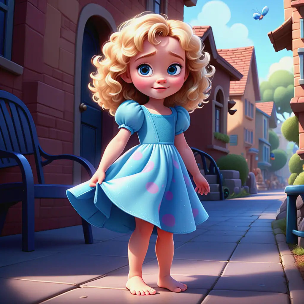 Charming Cartoon Girl in a Vibrant Disney Pixar Style