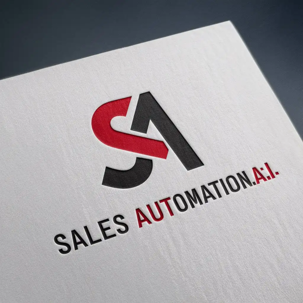 LOGO Design For Sales Automationai Modern SA Letter Mark in Red and Black on White Paper Mockup