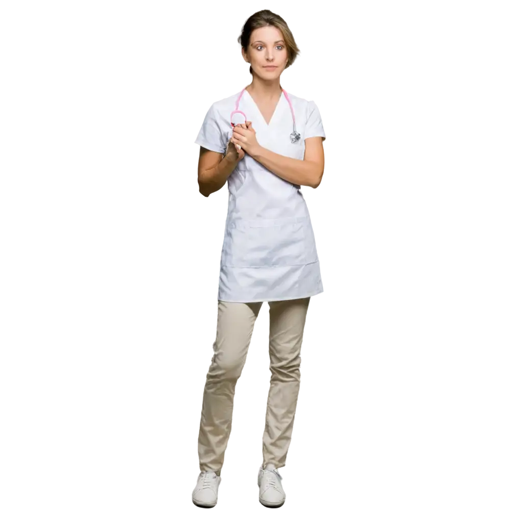 Nurse-in-White-Apron-and-White-Pants-with-Stethoscope-HighQuality-PNG-Image-for-Medical-Themes