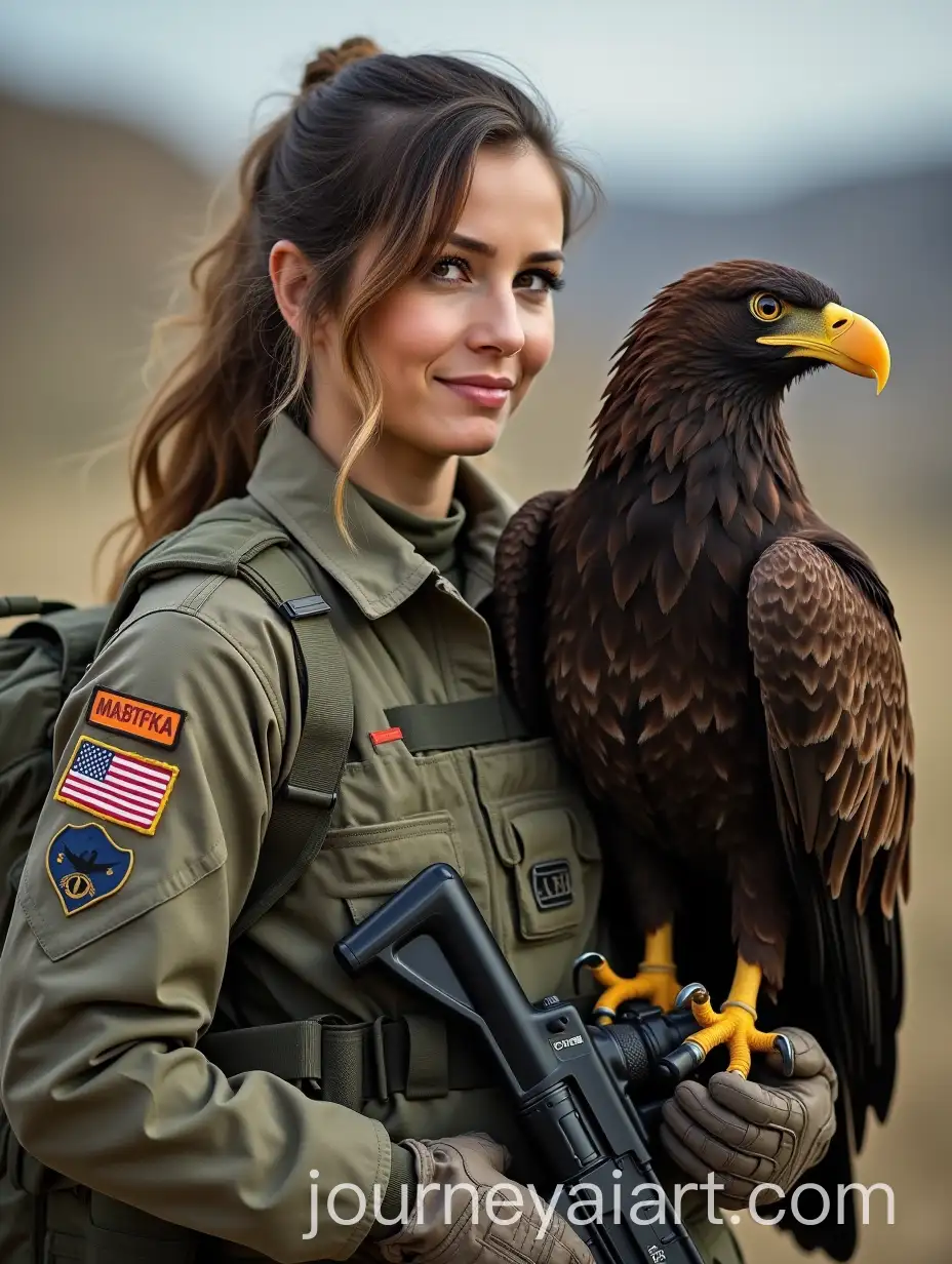 USA-Special-Forces-Woman-with-Bald-Eagle-in-Patriotic-Action-Pose
