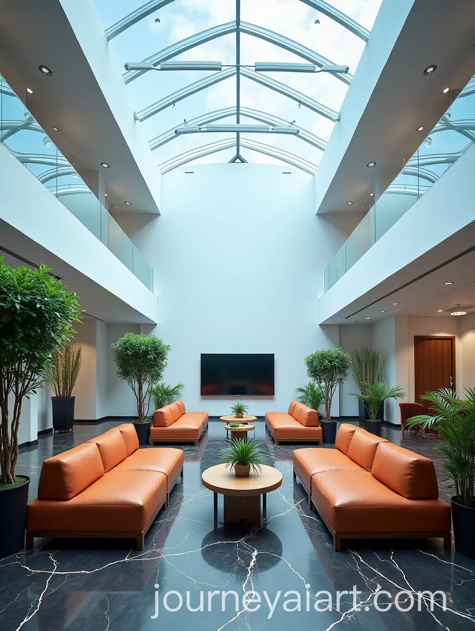 Modern-Business-Lounge-with-Spaceage-Sofas-and-Videowall