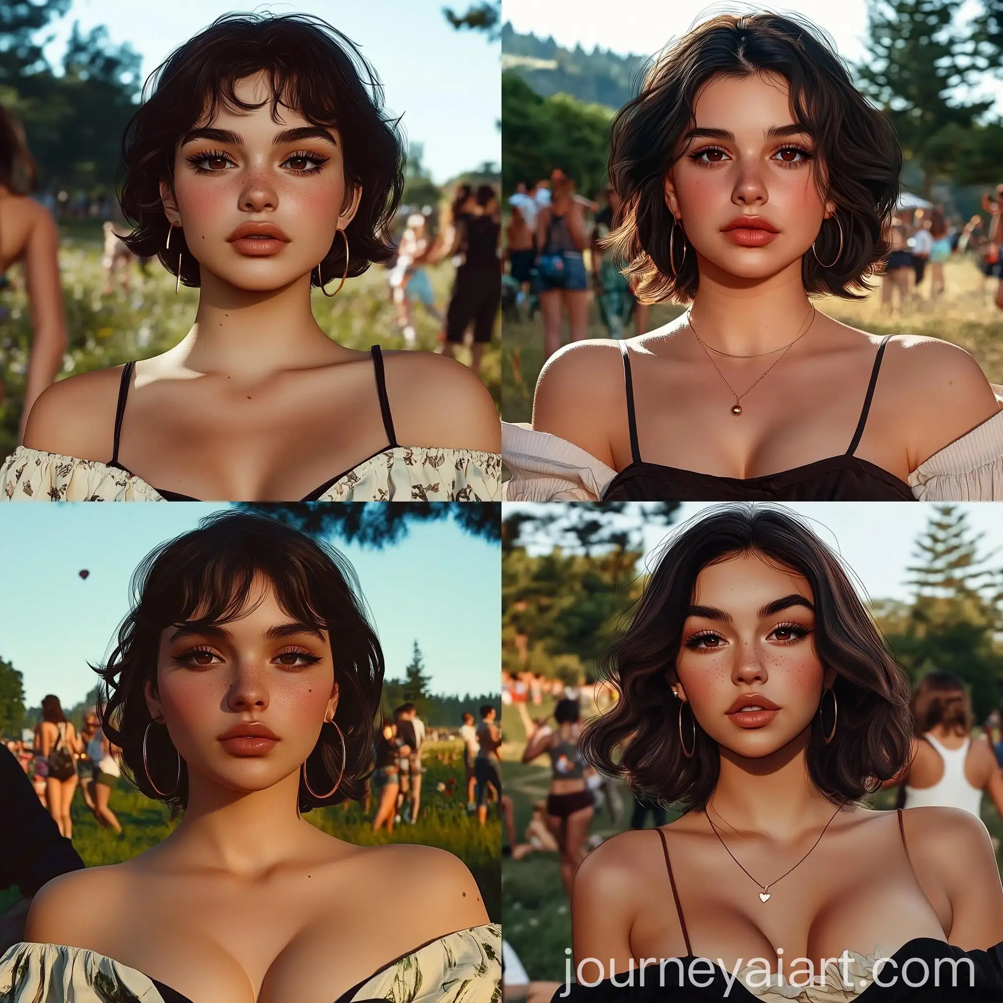 Young-Woman-with-Hoop-Earrings-Standing-in-Field-Party-Scene