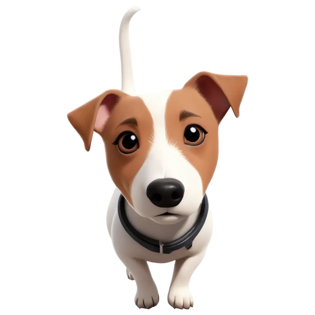 Illustration of white jack russell terrier with two spots on the face animated