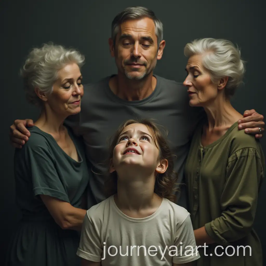Grieving-Girl-Surrounded-by-the-SoulsAI-Image-Prompt-Expansion-of-Her-Father-Mother-and-Grandmother