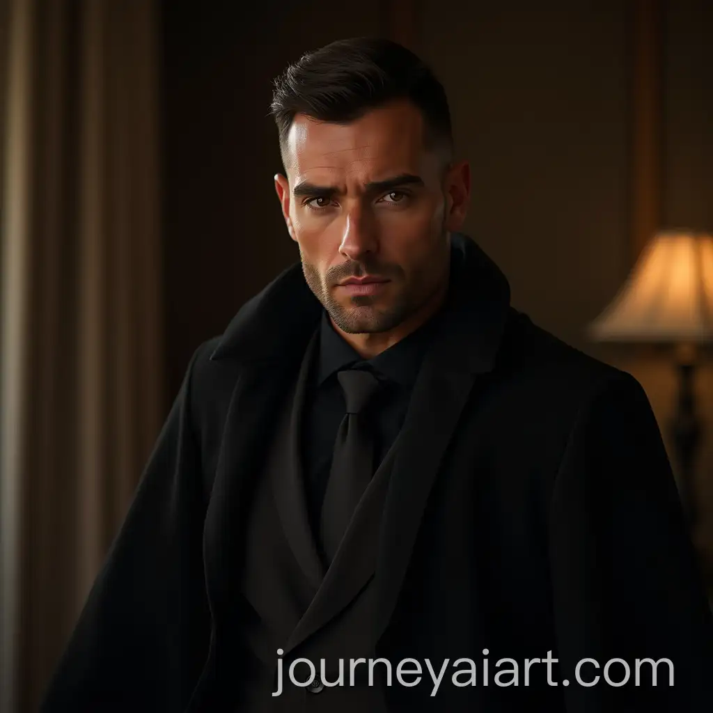 Dramatic-Portrait-of-a-Noble-Man-in-a-RazorBlack-Suit