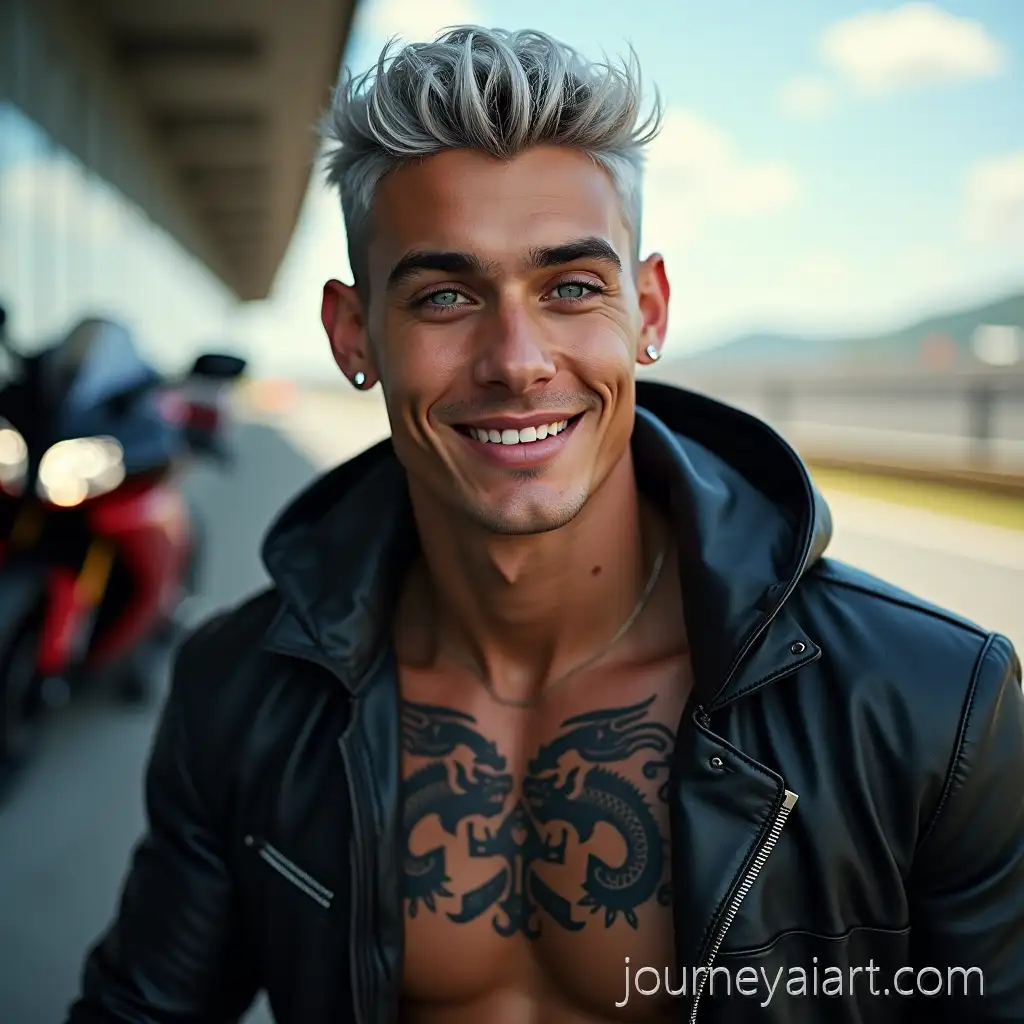 Stylish-Young-Man-withStylish-young-man-motorcycle-Dragon-Tattoos-and-Honda-CBR1000RR-Motorcycle-in-Race-Track-Setting