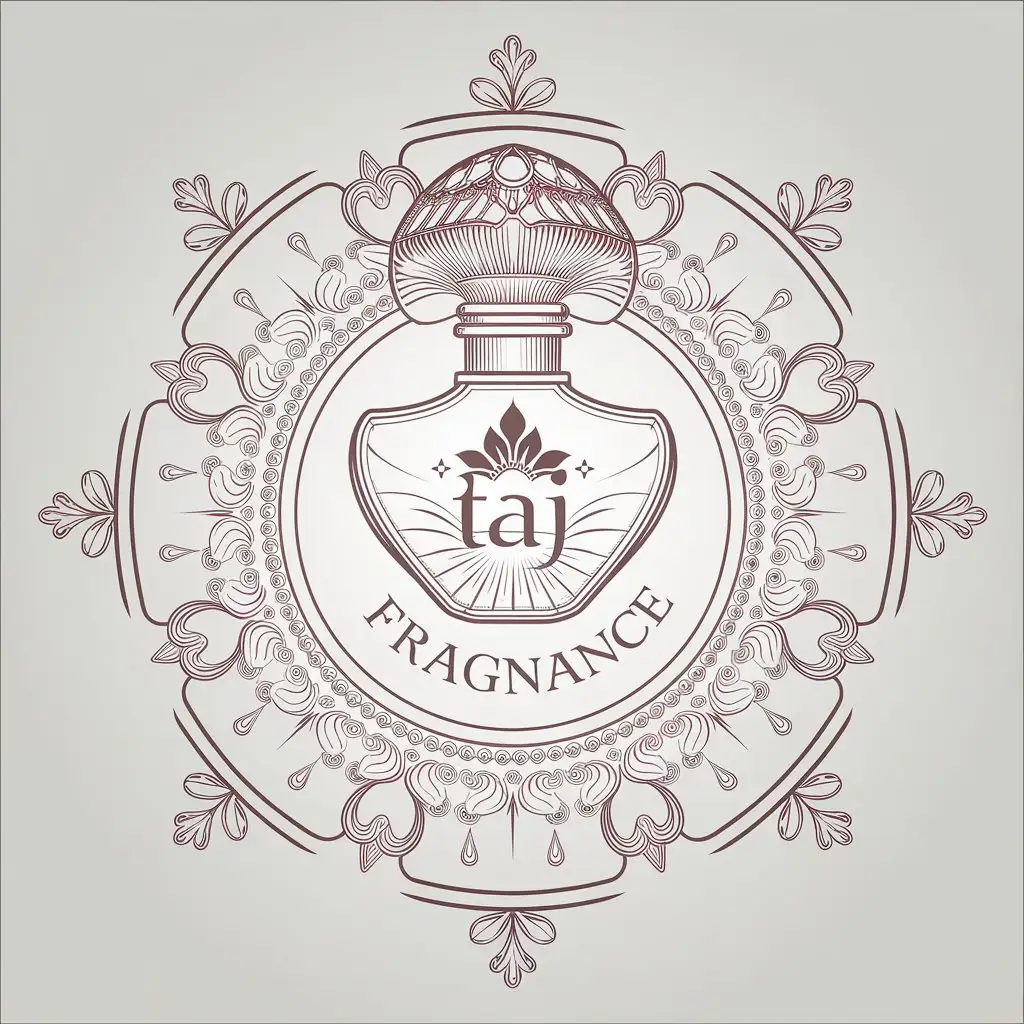 LOGO Design for Taj Fragrance Perfume Symbol with Elegant Complex Style for Beauty Spa Industry