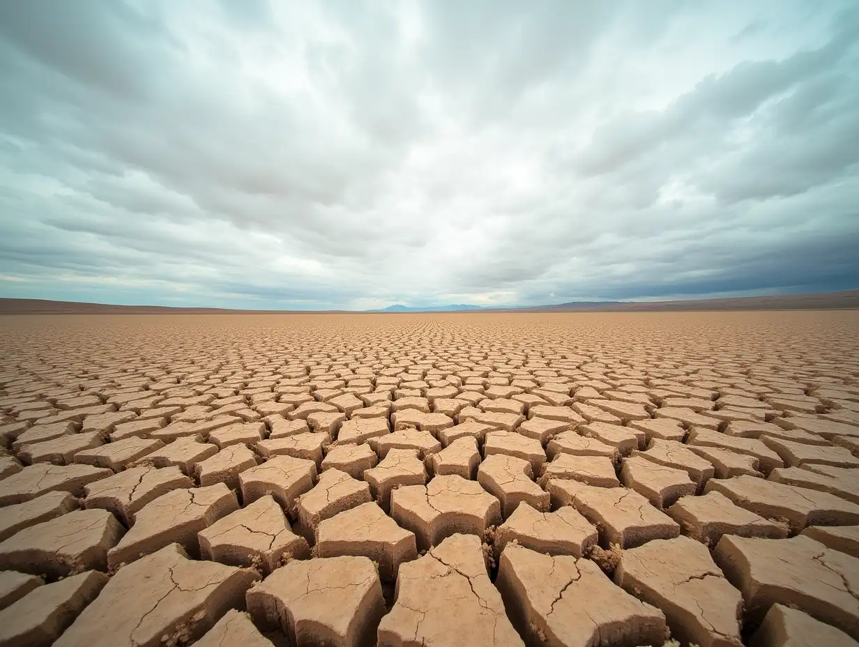 Barren-Landscape-with-Cracked-Earth-and-Cloudy-Sky