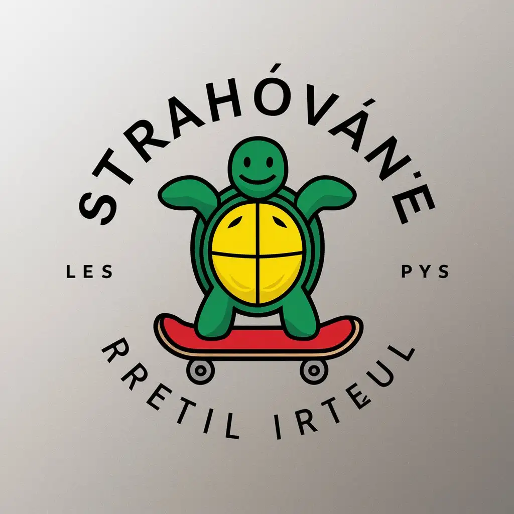 LOGO Design for Strahovanie Green and Yellow Smiling Turtle on Red Skateboard