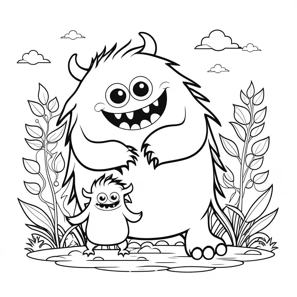 Monster-Hugging-a-Little-Monster-Coloring-Page-for-Kids