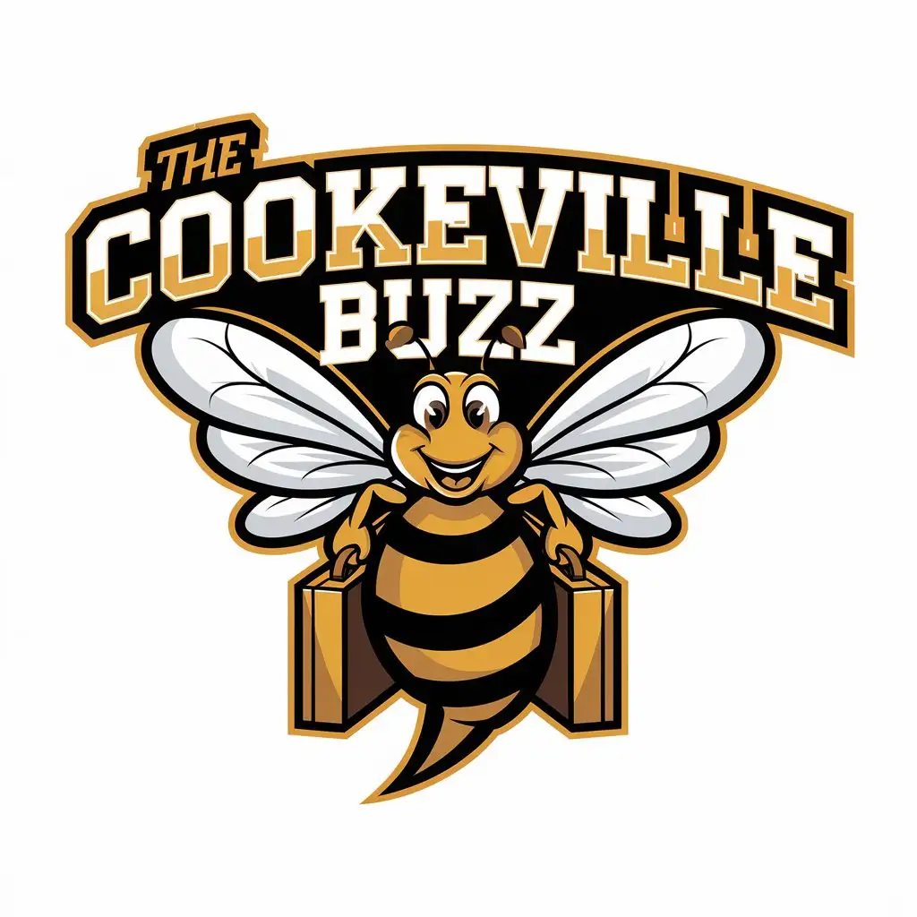 a vector logo design,with the text "The Cookeville Buzz", main symbol:create a circular 2D flat vector logo design for a friendly bee mascot, travel business, white background,Moderate,clear background