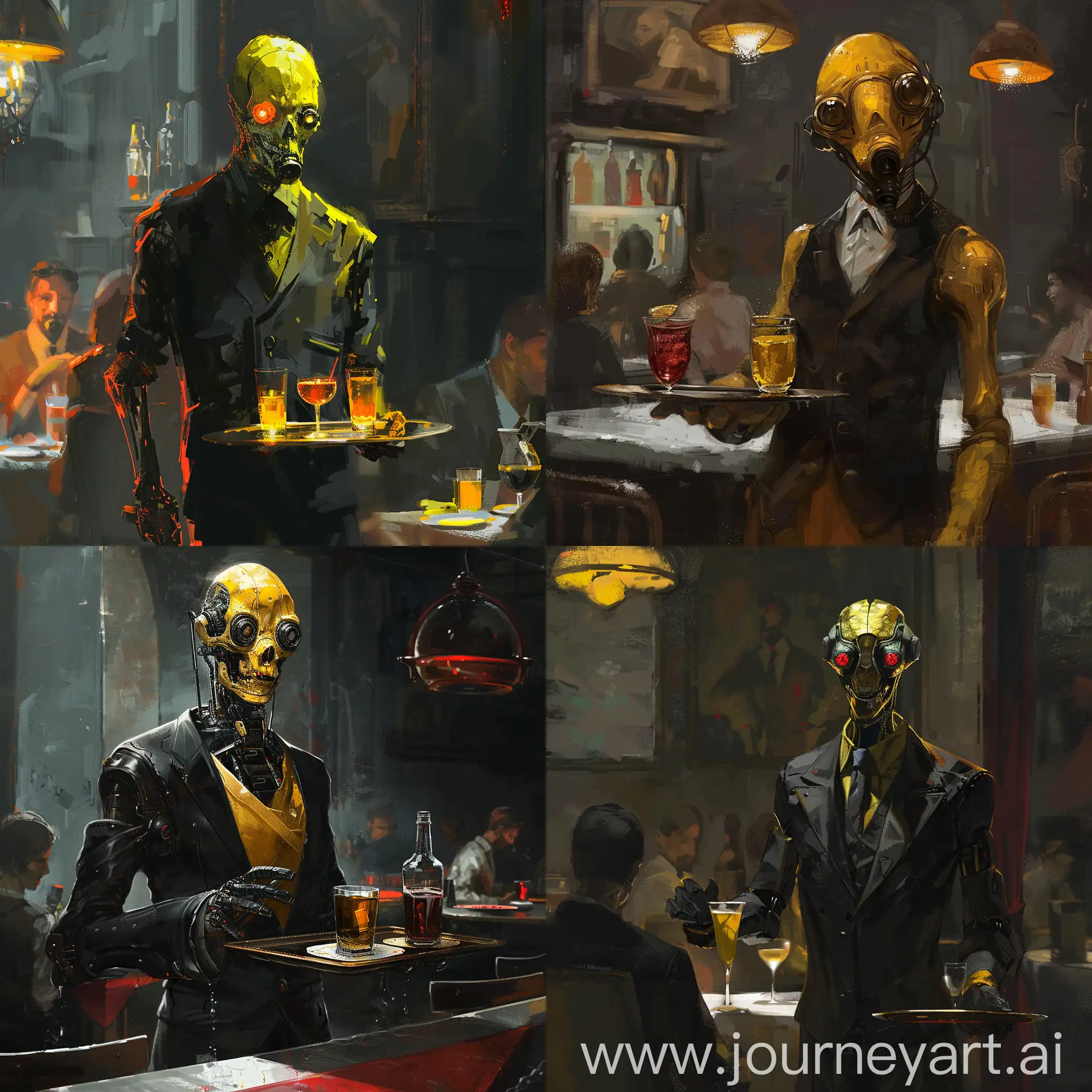 Creepy-Tall-Humanoid-Waiter-Serving-Drinks-in-a-Dark-Restaurant-Setting