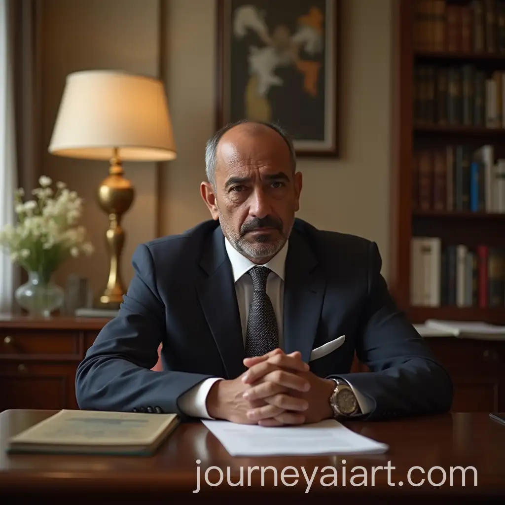 Tired-Egyptian-Real-Estate-Agent-in-Modern-Office-with-Luxurious-Wooden-Desk