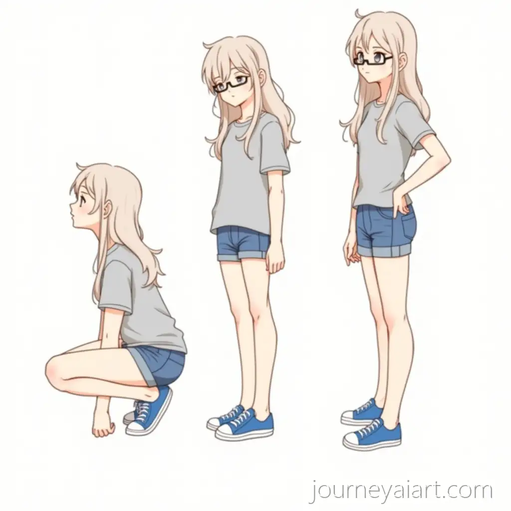 Manga-Style-Drawings-of-a-13YearOld-Girl-in-Casual-Outfit-with-Glasses