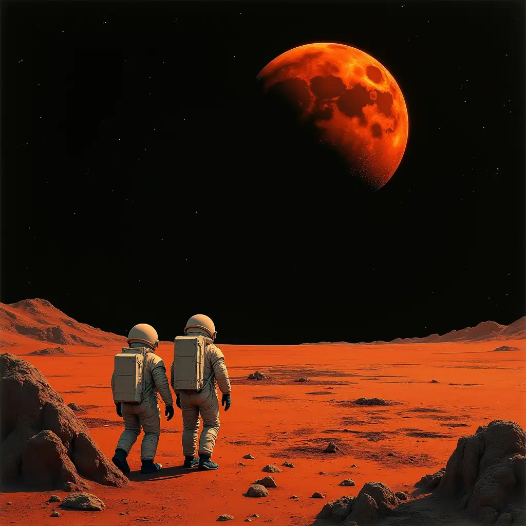 lerezon is orange the sky is black and the time is it spring a hole at the edge of the sea the astronauts greet us