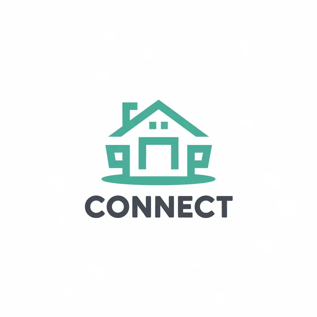 a vector logo design,with the text "CONNECT", main symbol:home,Moderate,be used in Real Estate industry,clear background