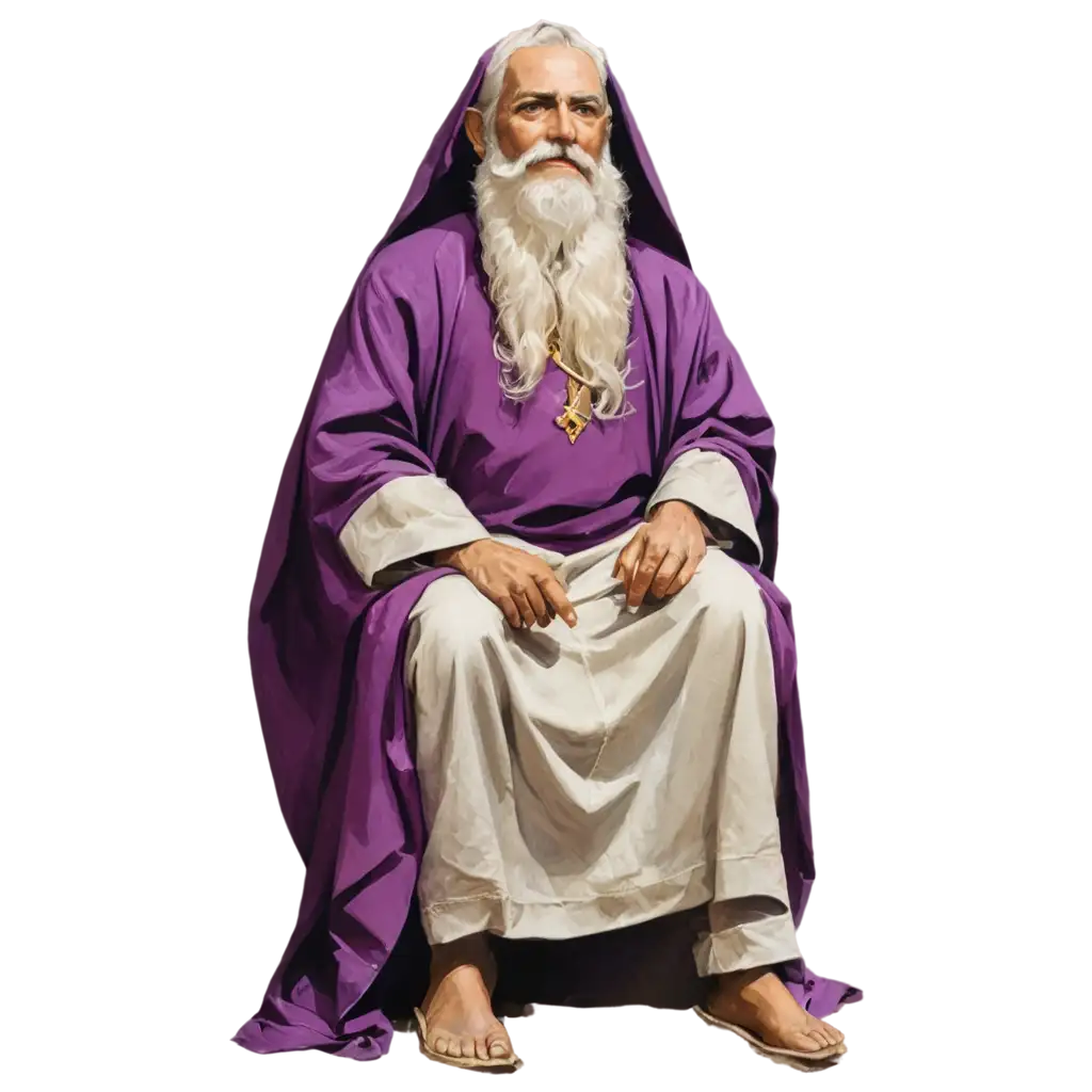 PNG-Image-of-Wise-Man-with-Long-White-Beard-and-Purple-Tunic-Artistic-Drawing